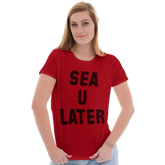Funny Beach Lover Sea You Ocean Vibes Womens Slim Fit Graphic Tee Brisco Brands X