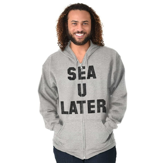 Funny Beach Lover Sea You Ocean Vibes Zip Up Hoodie Men's Women's Brisco Brands S