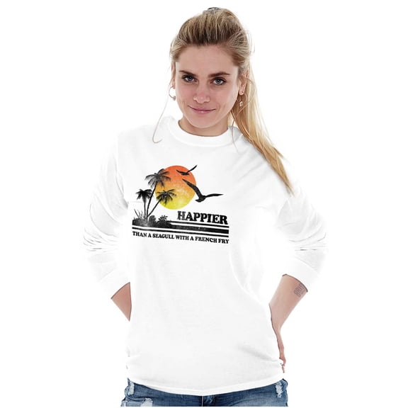 Funny Beach Lovers Seagull French Fry Long Sleeve TShirt Men Women Brisco Brands S
