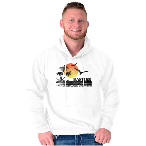 Funny Beach Lovers Seagull French Fry Unisex Plus Fleece Graphic Hoodie Brisco Brands 3X
