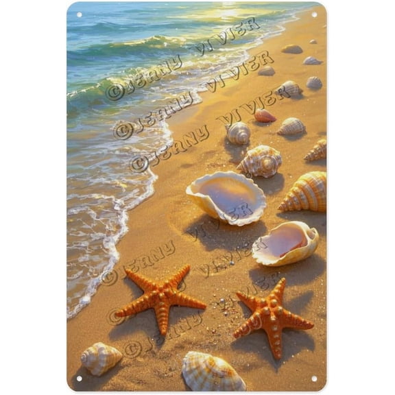 Funny Beach Shell Tin Sign 8x12 Inch Humorous Coastal Aluminum Sign for Bathroom, Bar, Beach House or Poolside Dcor