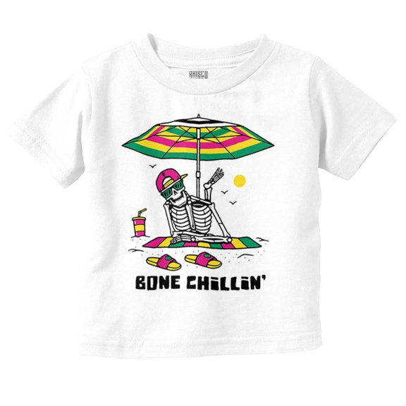 Funny Beach Skeleton Bone Chillin Toddler Boy Girl T Shirt Infant Toddler Brisco Brands 2T