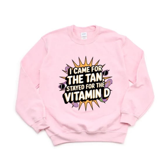 Funny Beach Tan Vitamin D Quote Summer Sun Vacation Ocean Sand Relax Sun Sweatshirt, for men & women, up to size 5XL
