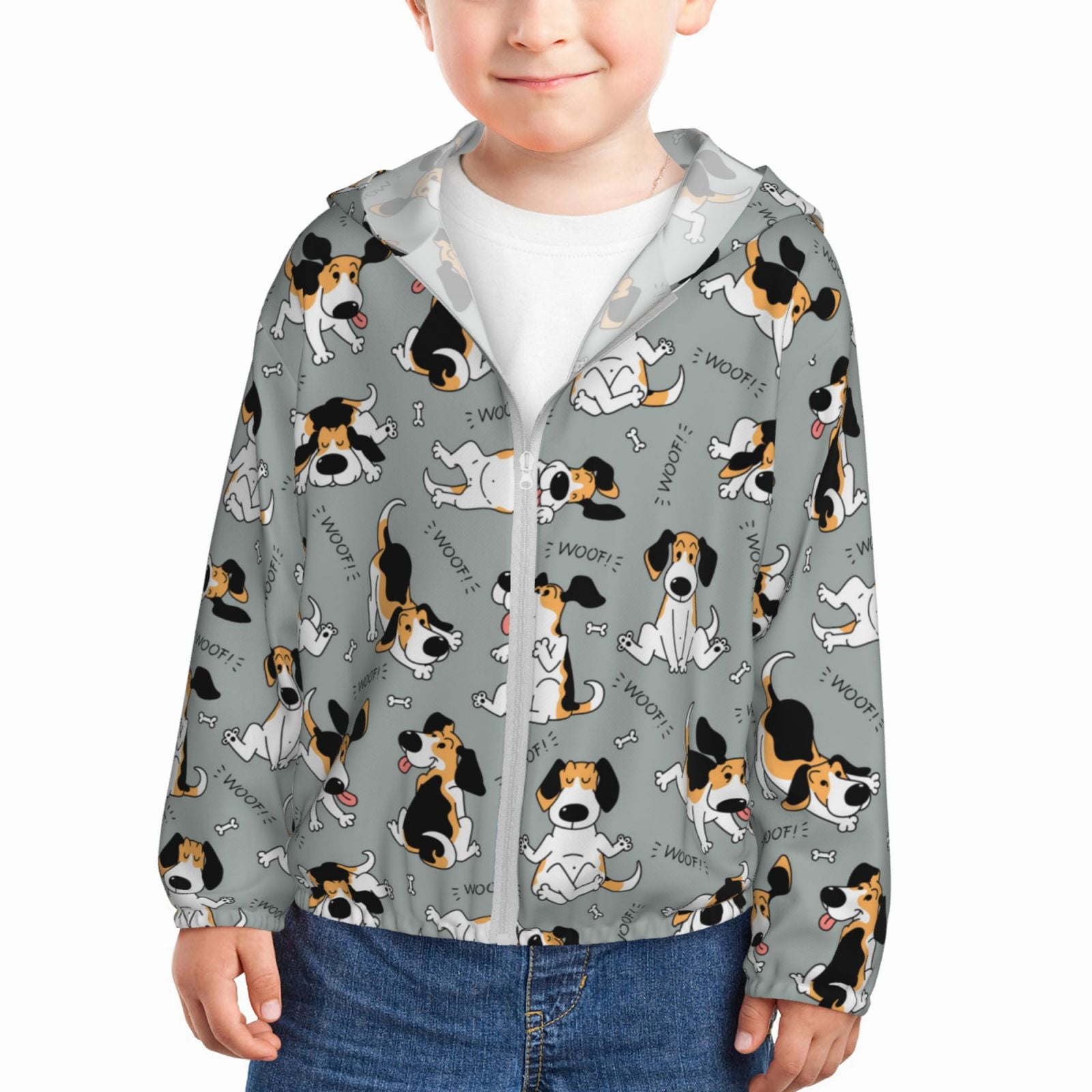 Funny Beagle Active Dog Sun Protection Clothing Zip Up Hoodie