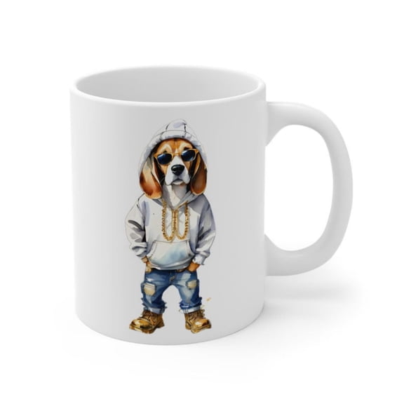 Funny Beagle Coffee Mug - Hip Dog Lover Gift - Beagle Hoodie - Dog Dad Mug - Cute Coffee Cup Beagle Moms & Pet Owners.