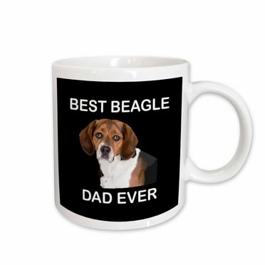 3dRose, Funny Beagle Dog Portrait with Best Beagle Dad Ever, 11oz Mug