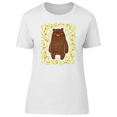 Funny Bear And Leaves T-Shirt Women -Image by Shutterstock, Female x-Large