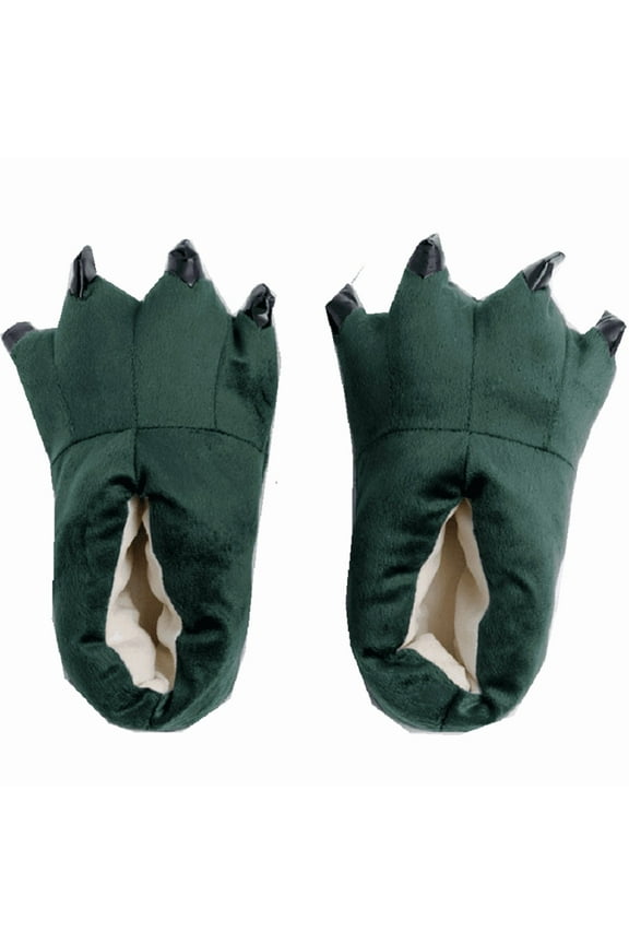 Funny Bear Paw Slippers Adult Monster Dino slippers for toddler Boys dinosaur slippers for Kids Adults Dark Green EU 35-44