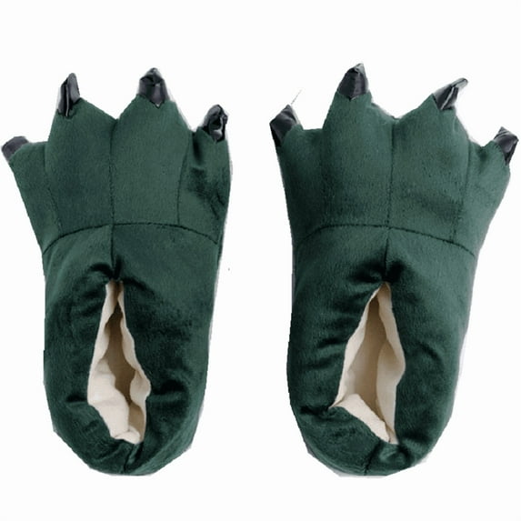 Funny Bear Paw Slippers Adult Monster Dino slippers for toddler Boys dinosaur slippers for Kids Adults Dark Green EU 35-44