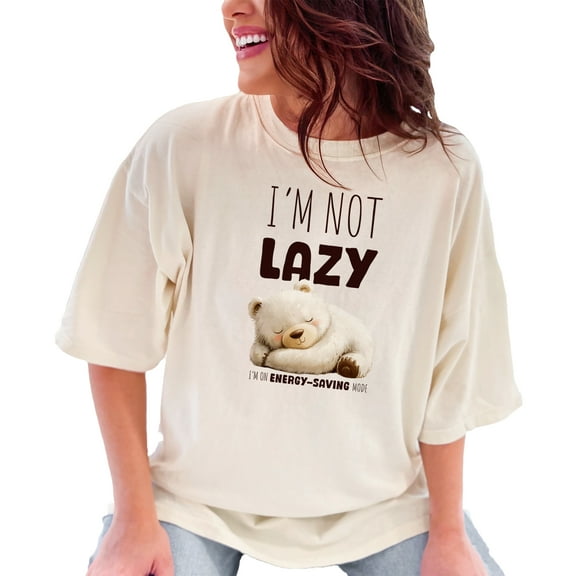 Funny Bear T-Shirt, I'm Not Lazy Tee, Energy Saving Mode Shirt, Cute Animal Print, Unisex Graphic Tee, Casual Wear, Gift Idea, Comfy, Ivory Comfort Colors T-Shirt, Medium