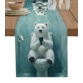 thumbnail image 1 of Funny Bear Table Runner-Cotton Linen- 48 Inch Holiday Dresser Scarves, Turquoise Toilet Animals Modern Street Art Tablerunner for Kitchen Coffee/Dining Bedroom Living Room Dinner Scarf Décor 13x48, 1 of 9