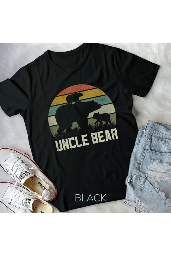Funny Bear Uncle, Two Cub Kids and Father's Day Themed Graphic Gift New Unisex T-Shirt