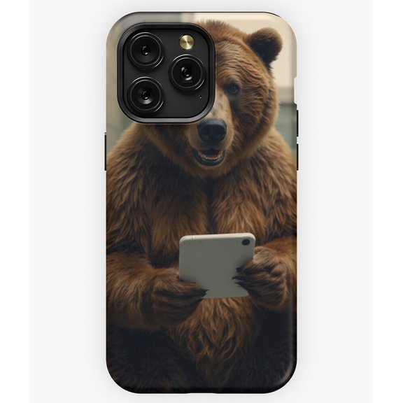 Funny Bear on Toilet with Smartphone G4765 Phone Case for iPhone17 16 15 14 13 12 11 Pro Max