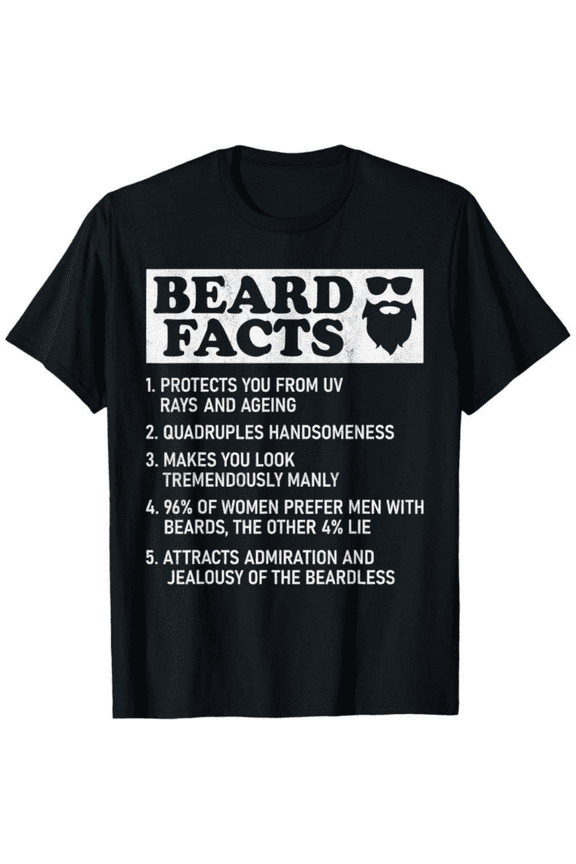 Funny Beard Facts List Tee for Bearded Men