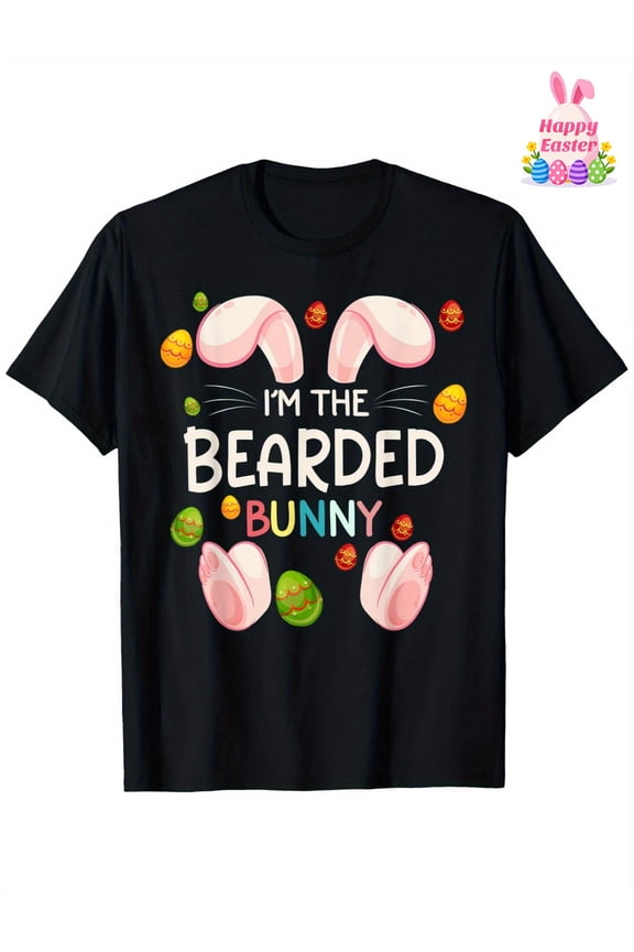 Funny Bearded Bunny Easter T-Shirt, Humorous Spring Holiday Apparel, Unique Celebration Tee for Men and Women, Great Gift Idea