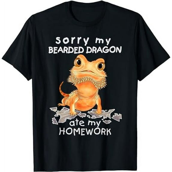 Funny Bearded Dragon Cute Lizard Beardie Ate My Homework T-Shirt