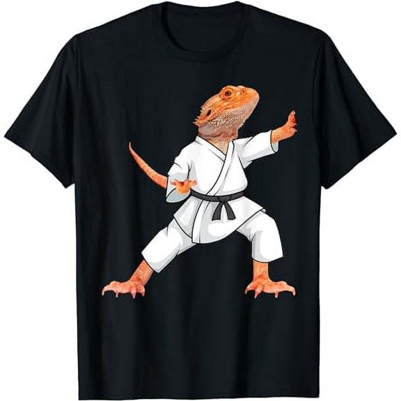 Funny Bearded dragons doing Karate Samurai Ninja lizard T-Shirt