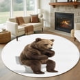thumbnail image 1 of Funny Bears Round Area Rug 5ft, Cute Art Fun Lovely Animals on Toilets Washable Non-Slip Circle Rugs for Bedroom Living Room Kitchen, Soft Low Pile Carpet for Dining Room Playroom Nursery, 1 of 9