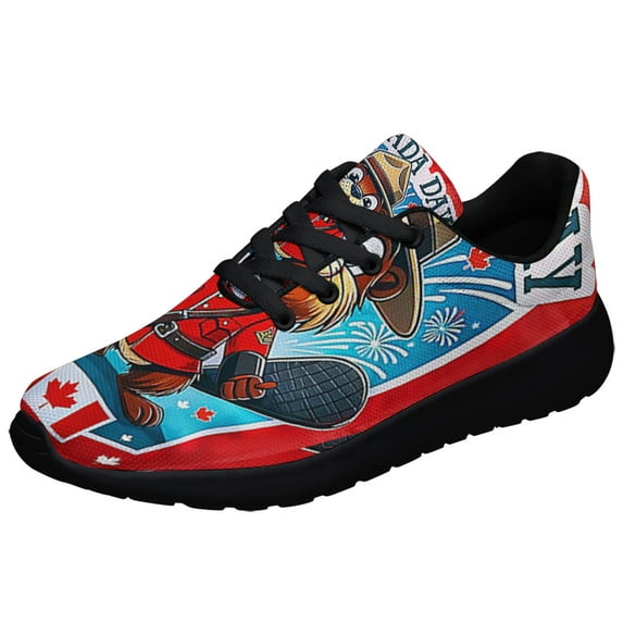 Funny Beaver Hockey Canada Day Shoes Sneakers Black Size 8