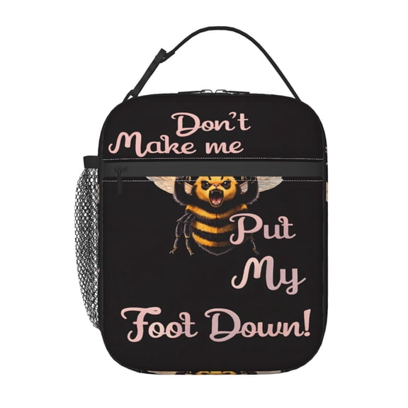Funny Bee Angry Bee Humor Lunch Bag Portable Thermal Lunch Box for Men and Women