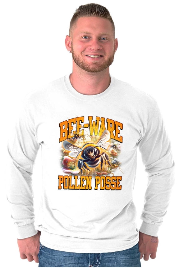 Funny Bee-Ware Pollen Posse Joke Long Sleeve TShirt Men Women Brisco Brands S