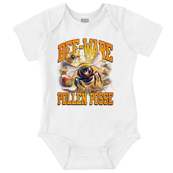 Funny Bee-Ware Pollen Posse Joke Romper Boys or Girls Infant Baby Brisco Brands 24M