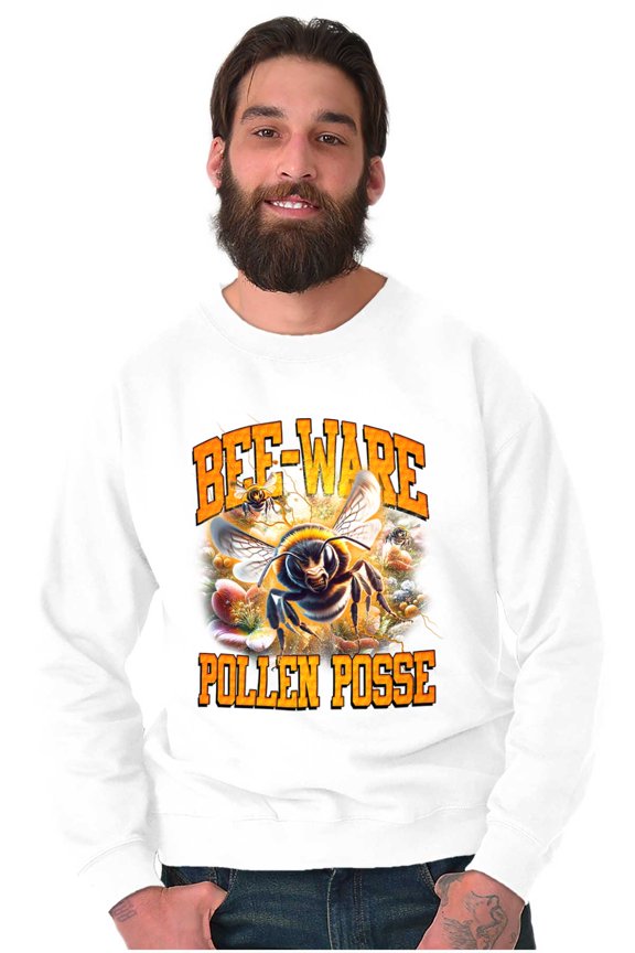 Funny Bee-Ware Pollen Posse Joke Unisex Plus Fleece Graphic Sweatshirt Brisco Brands 3X