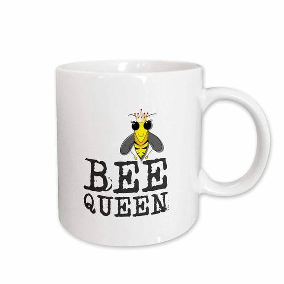 3drose, Funny Bee Wears a Crown. Bee Queen Positive Inspirational Text, 11oz Mug