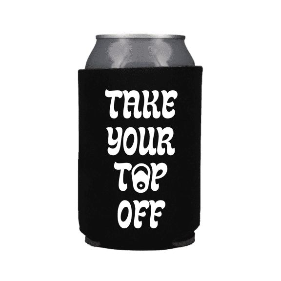 Funny Beer Can Cooler, Take Your Top Off, Funny Coolies Drink Accessory, Beer Sleeves, Party Gift Favors (Black)