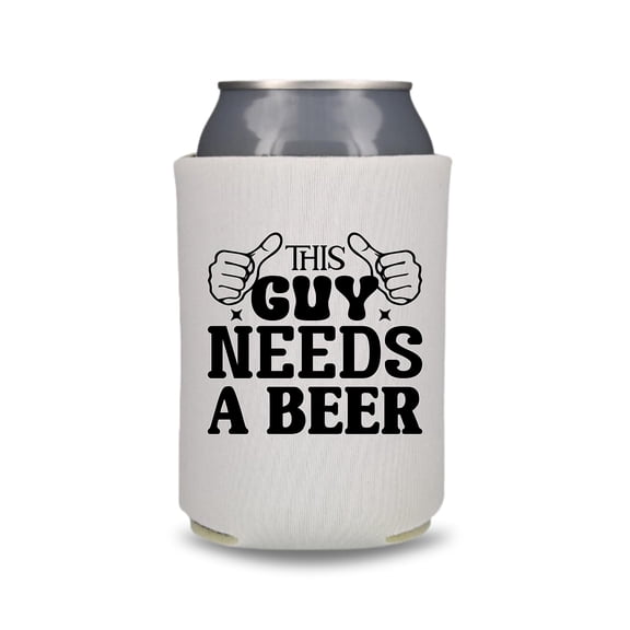 Funny Beer Can Cooler, This Guy Needs A Beer Can Coolie, Funny Coolies Drink Accessory, Funny Party Gift Favors, Beer Cooler (White)