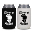 thumbnail image 1 of Funny Beer Can Coolers, Dinner is Poured Coolies, Funny Coolies Drink Accessory, Beer Sleeves, Funny Gag Gift, Party Favors (2 Pack (1 Black & 1 White)), 1 of 3