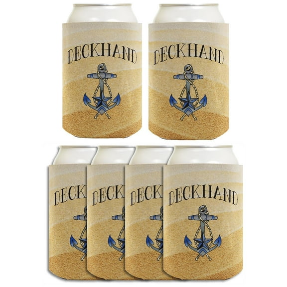 Funny Beer Coolie Deckhand Nautical Sailing Boating Gift 6 Pack Can Drink Coolers-Pack