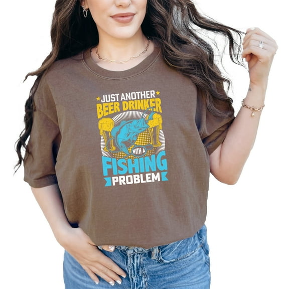 Funny Beer Drinker Fishing Lover, Espresso Comfort Colors T-Shirt, Small