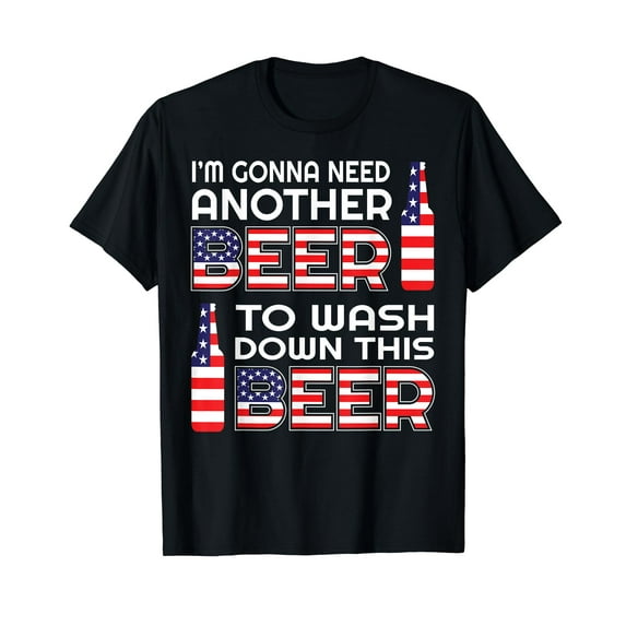 Funny Beer Drinking USA Flag 4th of July T-Shirt T-Shirt