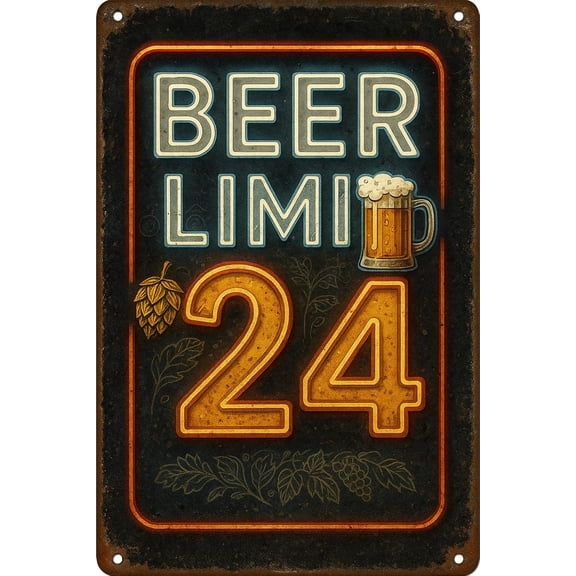 Funny Beer Limit Metal Sign – Vintage Bar Wall Decor for Man Cave, Garage, Pub, Drinking Plaque 12x8"
