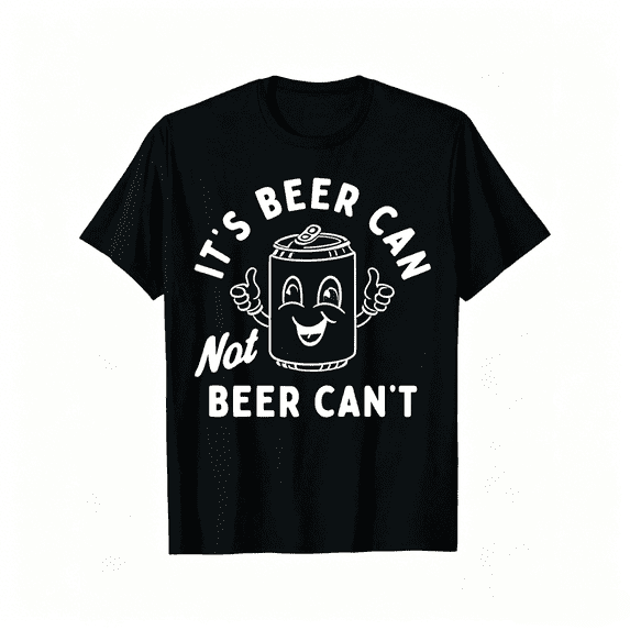 Funny Beer Pun Graphic T-Shirt, "It's Beer Can Not Beer Can't" Optimistic Humor Casual Tee