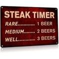 thumbnail image 1 of Funny Beer Sign Steak Timer - Metal BBQ Rules Sign, Outdoor Tin Signs for Patio, Kitchen, Pub, Man cave, Tiki Bar Decor 12x8 Inch Aluminum, 1 of 4