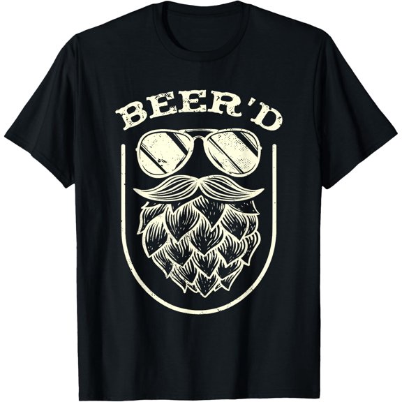 Funny Beer'd | Beard Beer Hops | Craft Beer Drinker T-Shirt- Classic Dog dad shirt Unisex 100% Cotton Crew Neck T-Shirt Breathable Casual Everyday Wear Affordable Graphic Soft Cheap t shirts