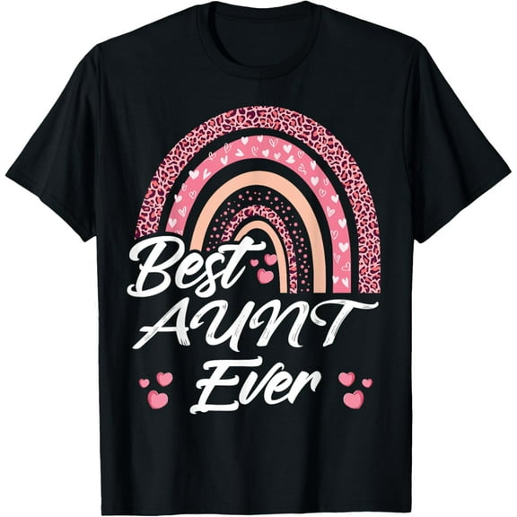 Funny Best Aunt Ever Rainbow Cute Mothers Day For Women T-Shirt100% cotton