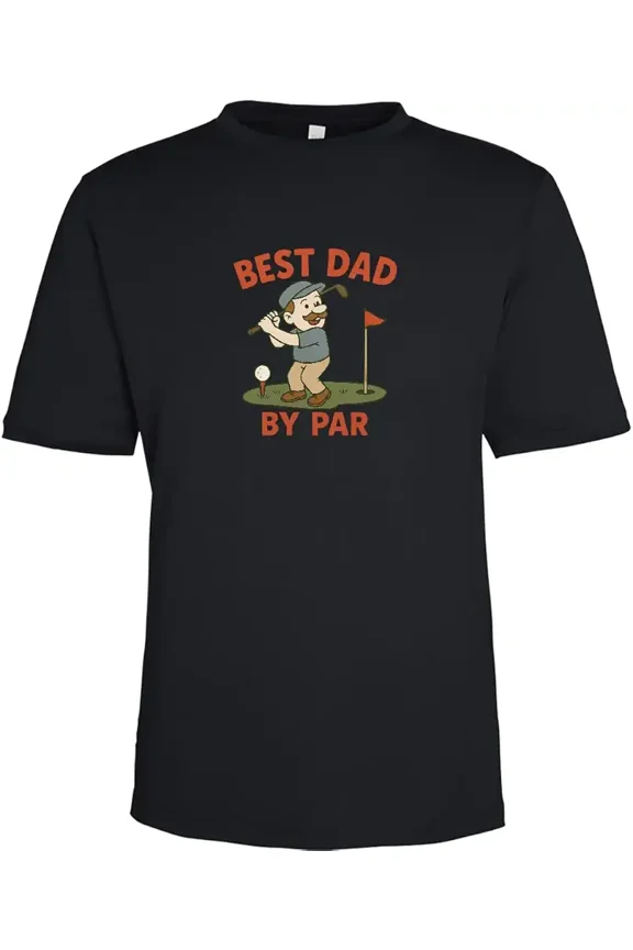 Funny Best Dad By Par Golf T-Shirt for Men Retro Father's Day Golfer Graphic Tee Comfortable Cotton Apparel