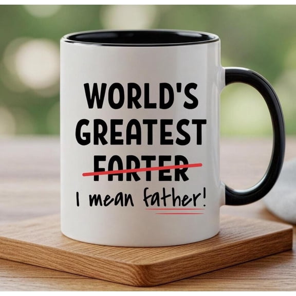 Funny Best Dad Coffee Mug, Wor1ld's Greatest F, I Mean Father, Besute Birthday Gif for Dad Cup White, 11 Oz