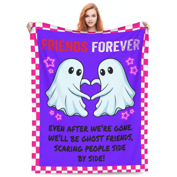 Funny Best Friend Blanket, Ghost Throw Blanket for Women, BFF Bestie Soul Sister Friendship Gift, Birthday Graduation Present for Best Friend 50x40