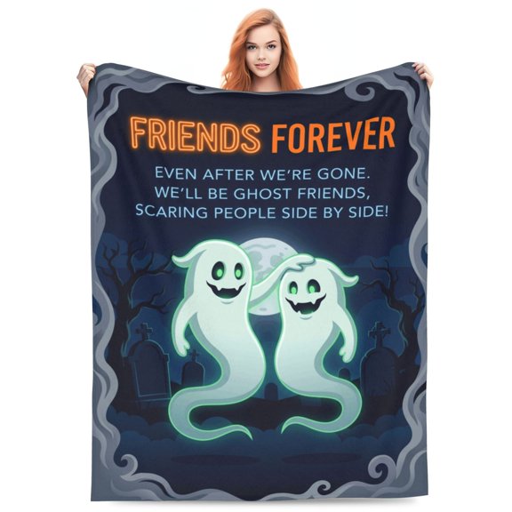 Funny Best Friend Blanket, Ghost Throw Blanket for Women, BFF Bestie Soul Sister Friendship Gift, Birthday Graduation Present for Best Friend 50x40