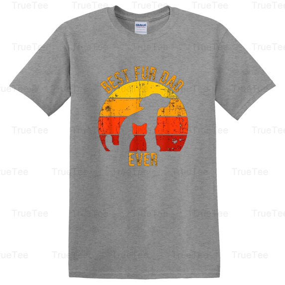 Funny, Best Fur Dad Ever, Vintage, Retro, Dog, Cat, Owner, Pet, Animal, Gift, Papa T-Shirt Unisex, up to 5XL