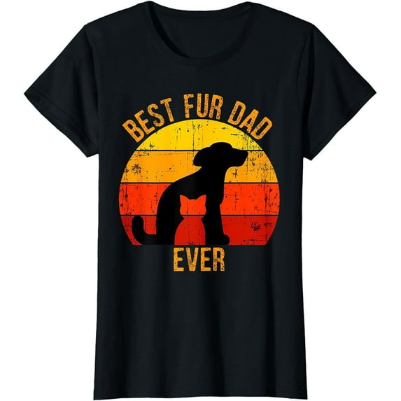 Funny Best Fur Dad Ever Vintage Retro Dog Cat Owner T-Shirt T-shirts