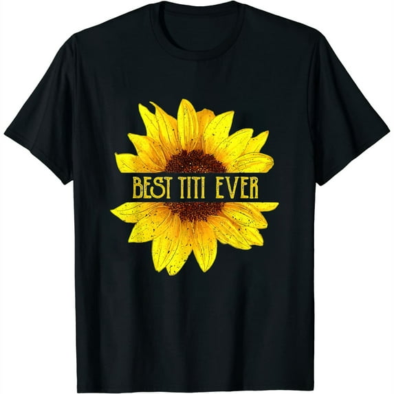 Funny Best Titi Ever Sunflower Apparel, Spanish Aunt Womens T-Shirt Black 4X-Large