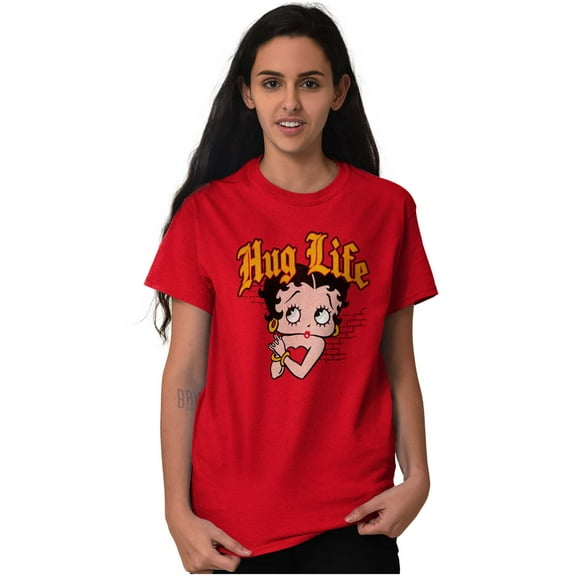 Funny Betty Boop Cartoon Hug Life Women's Graphic T Shirt Tees Brisco Brands L