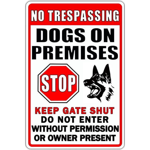 8x12 Inch Funny Beware Of Dog Sign Warning Do Not Enter Metal Signs No Trespassing Dogs On Premises Tin Signs Dog In Yard Stop Keep Gate Closed Sign For Fence Door Outdoor Decorations