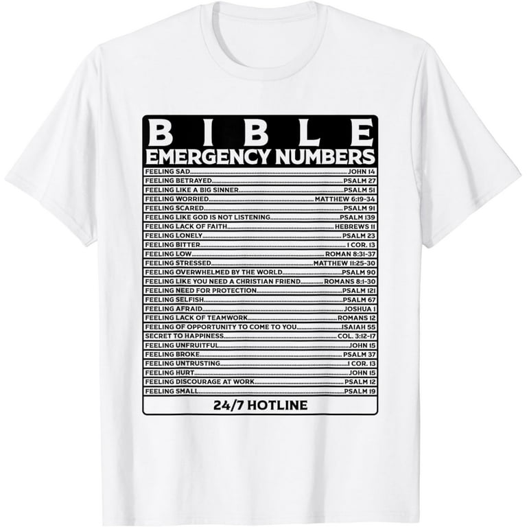 Bible Emergency Numbers Funny Hotline Tshirt Christian Gift Bible Emergency Numbers Funny Hotline Tshirt Christian Gift