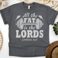 thumbnail image 1 of Funny Bible Verse Gym T-Shirt | All the Fat Is the Lord’s Fitness Tee, Dark Heather, Size S, 1 of 6
